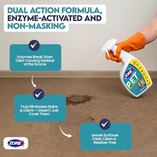 ZORBX Pet Stain and Odor Remover Spray 24 FL Oz - Dual Action Stain Remover & Pet Odor Neutralizer - Pet Stain Remover for Carpet, Dog & Cat Urine - Odor Absorber for Strong Odor - Image 4