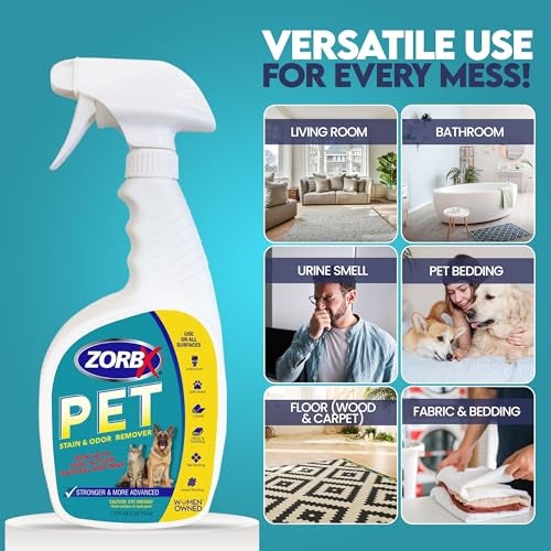 ZORBX Pet Stain and Odor Remover Spray 24 FL Oz - Dual Action Stain Remover & Pet Odor Neutralizer - Pet Stain Remover for Carpet, Dog & Cat Urine - Odor Absorber for Strong Odor - Image 2