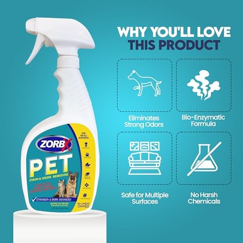 ZORBX Pet Stain and Odor Remover Spray 24 FL Oz - Dual Action Stain Remover & Pet Odor Neutralizer - Pet Stain Remover for Carpet, Dog & Cat Urine - Odor Absorber for Strong Odor - Image 3