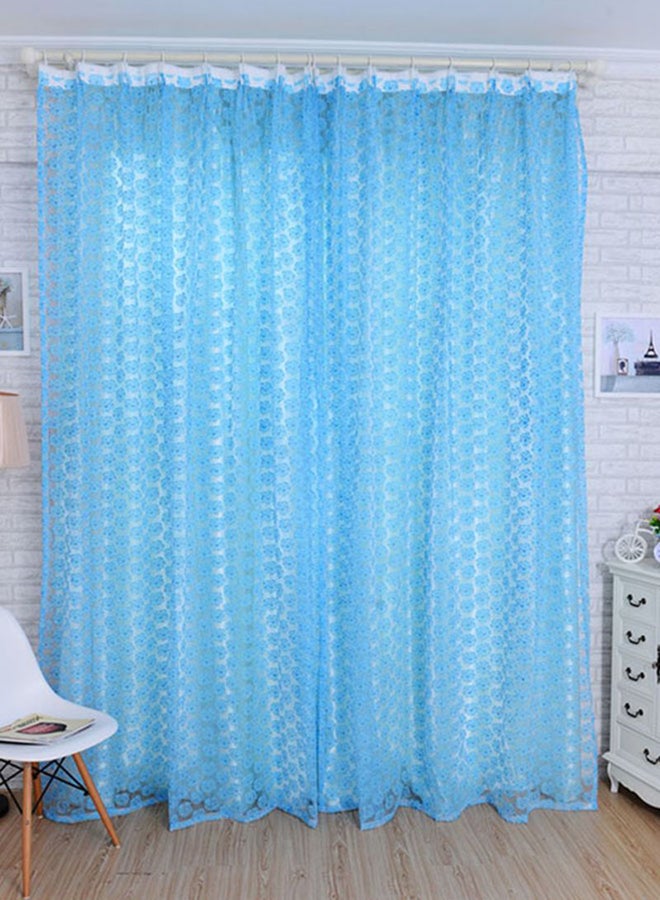 Voberry Rose Tulle Window Curtain Blue 200x100cm - Image 2