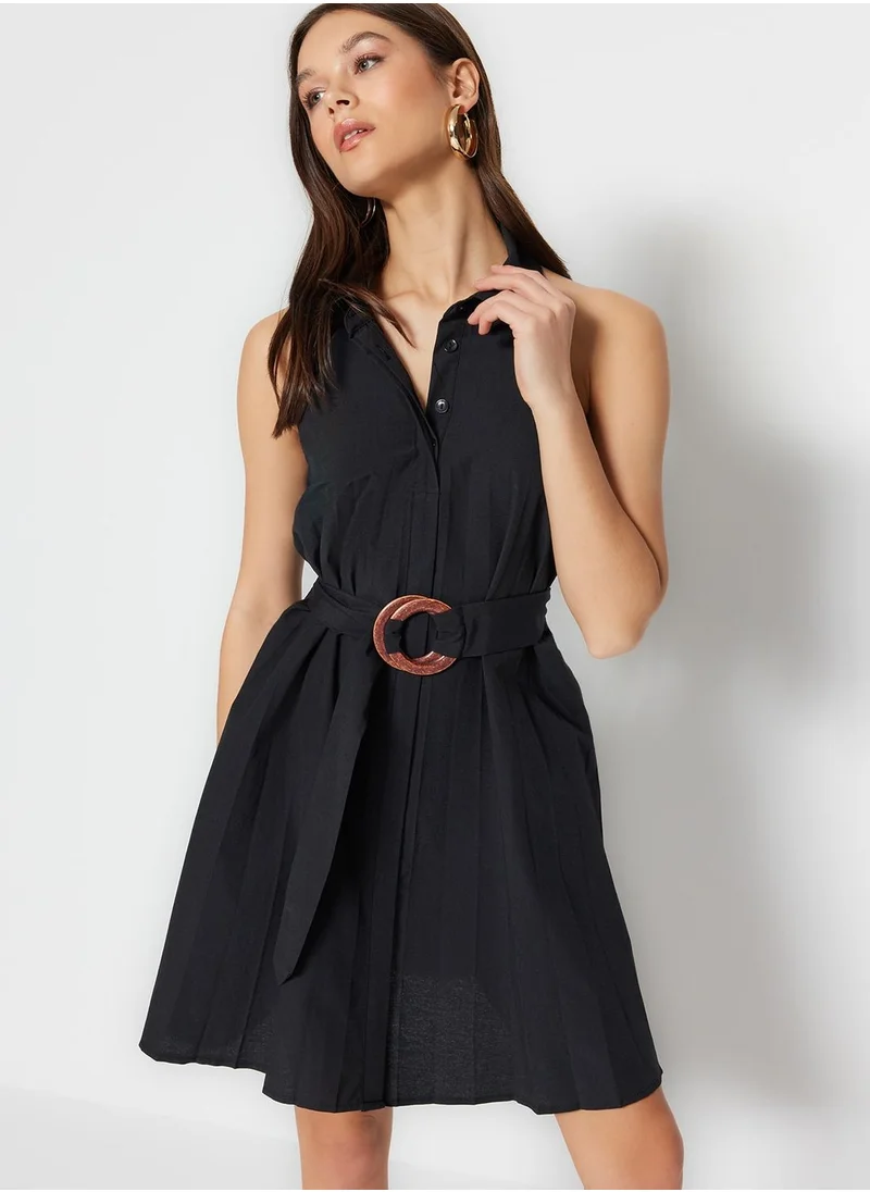 trendyol Belted Pleated Dress