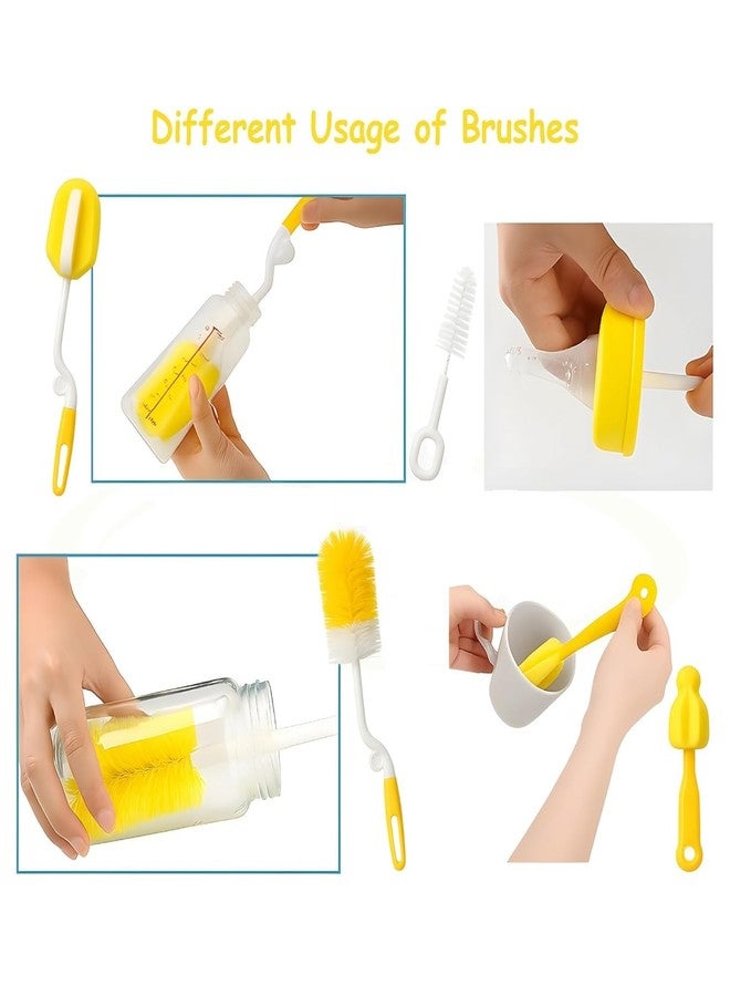 S SMITEX Smitex 5-in-1 Baby Bottle Cleaning Brush Set | Includes Nipple, Straw & Sponge Brushes | Safe Nylon Bristles for Feeding Bottles & Nipples (Yellow) - Image 4