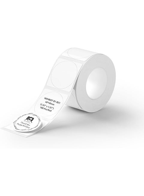 NIIMBOT B1 Label Maker Tape 50×50mm White Label Paper Compatible for NIIMBOT B1 B21, Thermal Sticker Paper 1.9'' x 1.97'' Waterproof Labeling Tape Replacement 150 Labels/Roll, Round