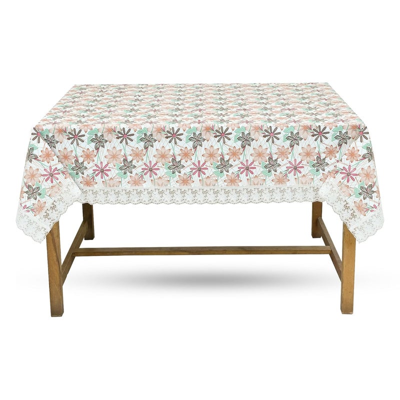 Clairs Polyvinyl Chloride PVC Dining Rectangular Table Cover 6 Seater Center Table Cloth Flower Print Oil Proof Waterproof Multi Floral 60x90 inches - Image 4