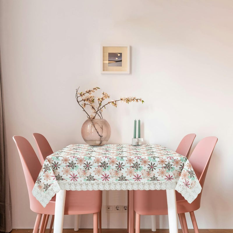 Clairs Polyvinyl Chloride PVC Dining Rectangular Table Cover 6 Seater Center Table Cloth Flower Print Oil Proof Waterproof Multi Floral 60x90 inches - Image 3
