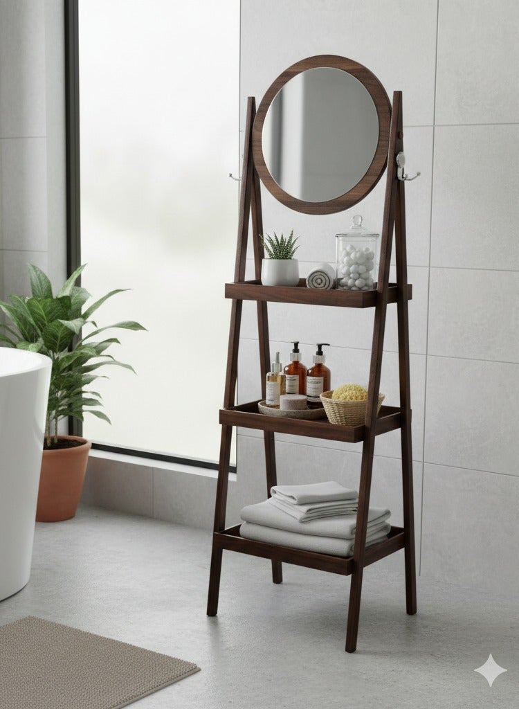 evistar 3-shelf storage organizer with mirror, made of high-quality Turkish wood, suitable for the bedroom or living room versatile. - Image 1