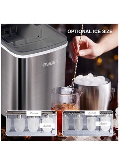 EYSIN EYSIN IC30 Stainless Steel Automatic Ice Maker Machine Portable Fast Ice Machine 2.2L Water Tank 12KG/24H  - Image 3