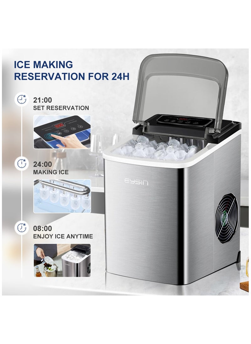 EYSIN - EYSIN IC30 Stainless Steel Automatic Ice Maker Machine Portable Fast Ice Machine 2.2L Water Tank 12KG/24H - Image 1