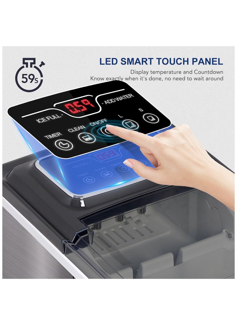 EYSIN - EYSIN IC30 Stainless Steel Automatic Ice Maker Machine Portable Fast Ice Machine 2.2L Water Tank 12KG/24H - Image 1