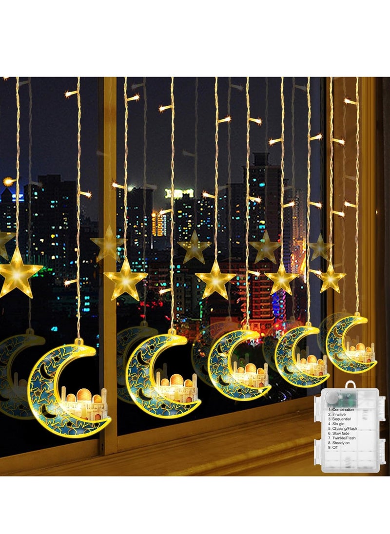 Yoawllty Ramadan Lights, Ramadan Decorations, Ramadan Decorations for Home Hanging Star Moon String Lights(5 Stars and 5 Moons Castle Shaped)  - Image 1