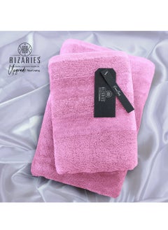 RIZARIES Luxury Bathrobe - 100% Soft Velour Cotton - Lite Pink- 4 Pieces set - Unisex  - Image 2