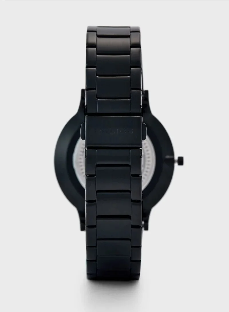 POLICE Men's Men's Berkeley Round Shape Stainless Steel Analog Wrist Watch 42 mm - Black