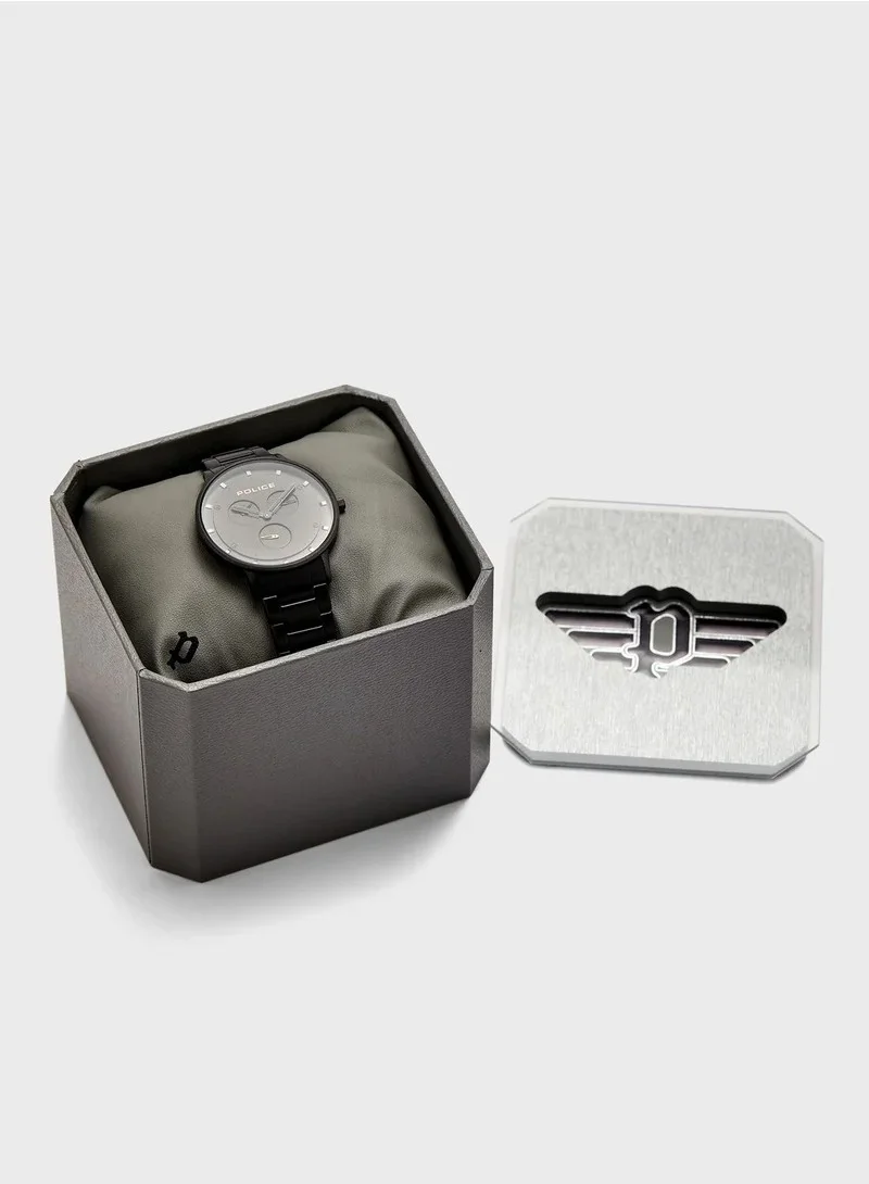 POLICE Men's Men's Berkeley Round Shape Stainless Steel Analog Wrist Watch 42 mm - Black
