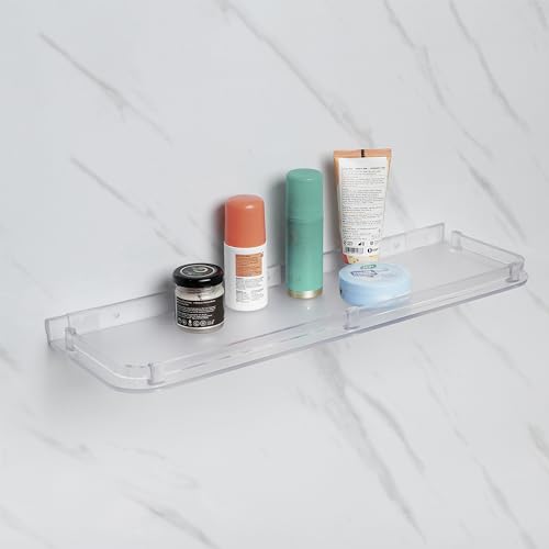 Ruhe Abs Square Rack/Shelf Tray | Abs Plastic Unbreakable Wall Mounted Square Shelf | Organizer/Storage Rack/Shelf Tray for Kitchen and Bathroom | Pack of 1 - Transparent - Image 1