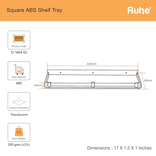 Ruhe Abs Square Rack/Shelf Tray | Abs Plastic Unbreakable Wall Mounted Square Shelf | Organizer/Storage Rack/Shelf Tray for Kitchen and Bathroom | Pack of 1 - Transparent - Image 3