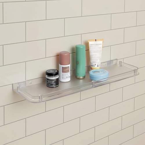 Ruhe Abs Square Rack/Shelf Tray | Abs Plastic Unbreakable Wall Mounted Square Shelf | Organizer/Storage Rack/Shelf Tray for Kitchen and Bathroom | Pack of 1 - Transparent - Image 2