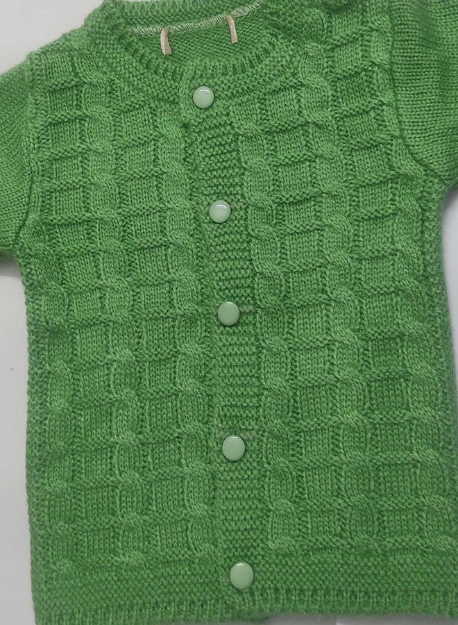 Cute Collection Hand Made New Born Baby Woolen Sweater with Pyjami for 6 to 12 Months Baby (Unisex) Green - Image 3