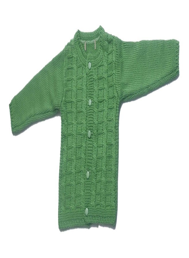 Cute Collection Hand Made New Born Baby Woolen Sweater with Pyjami for 6 to 12 Months Baby (Unisex) Green - Image 2