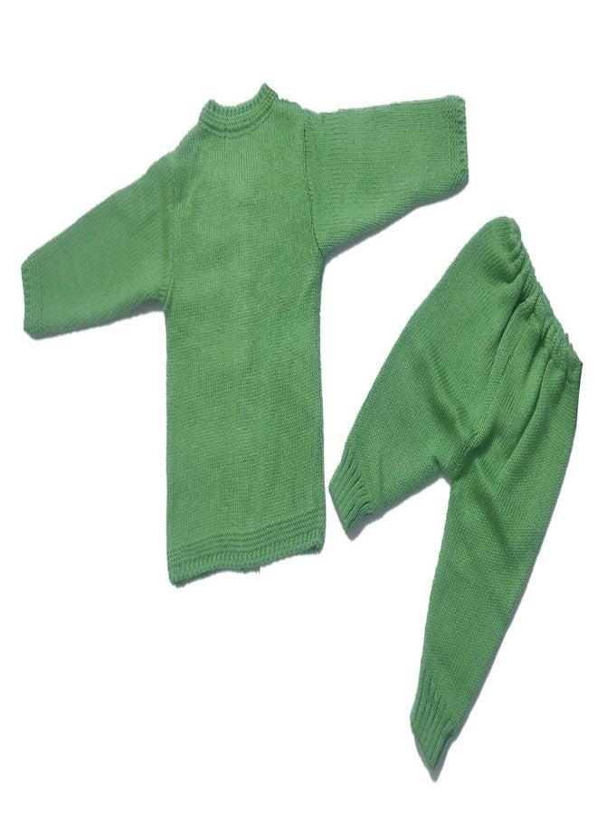 Cute Collection Hand Made New Born Baby Woolen Sweater with Pyjami for 6 to 12 Months Baby (Unisex) Green - Image 4