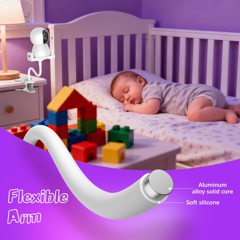 Vebiso 2025 Baby Monitor Mount - Universal Adjustable Monitor Flex Stand For Hello Baby  Nanit Pro  Infant Optics  Vtech & Most Baby Monitors - Detachable Arm Camera Clip Mount With Cute Stickers For Crib - Image 3