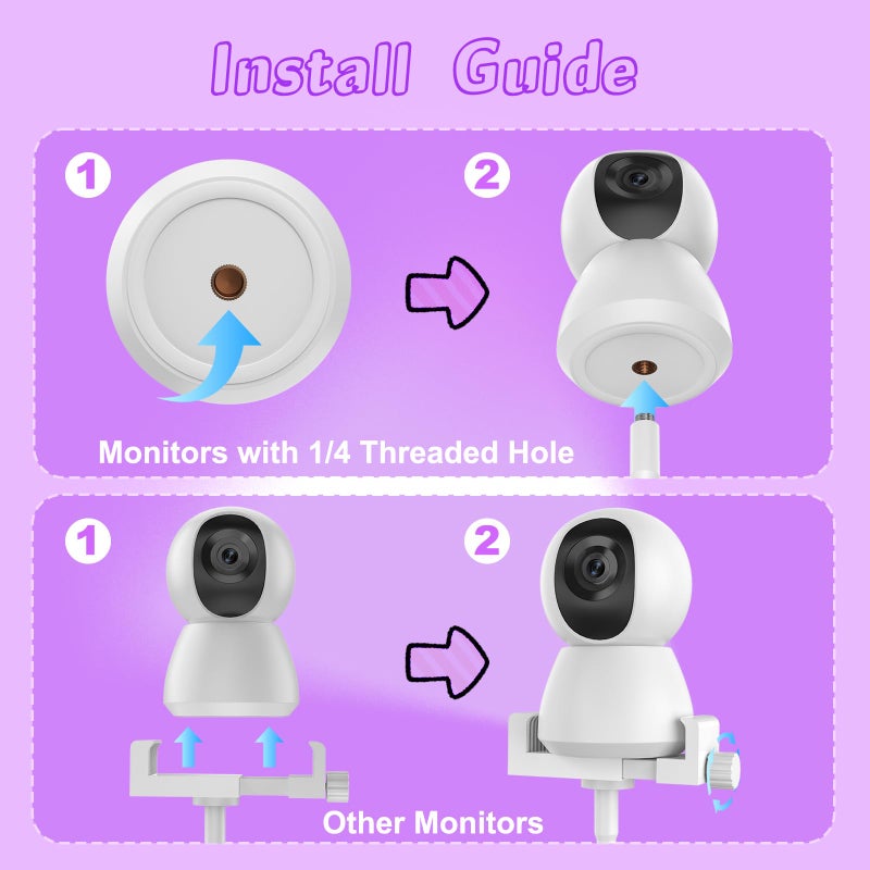 Vebiso 2025 Baby Monitor Mount - Universal Adjustable Monitor Flex Stand For Hello Baby  Nanit Pro  Infant Optics  Vtech & Most Baby Monitors - Detachable Arm Camera Clip Mount With Cute Stickers For Crib - Image 5