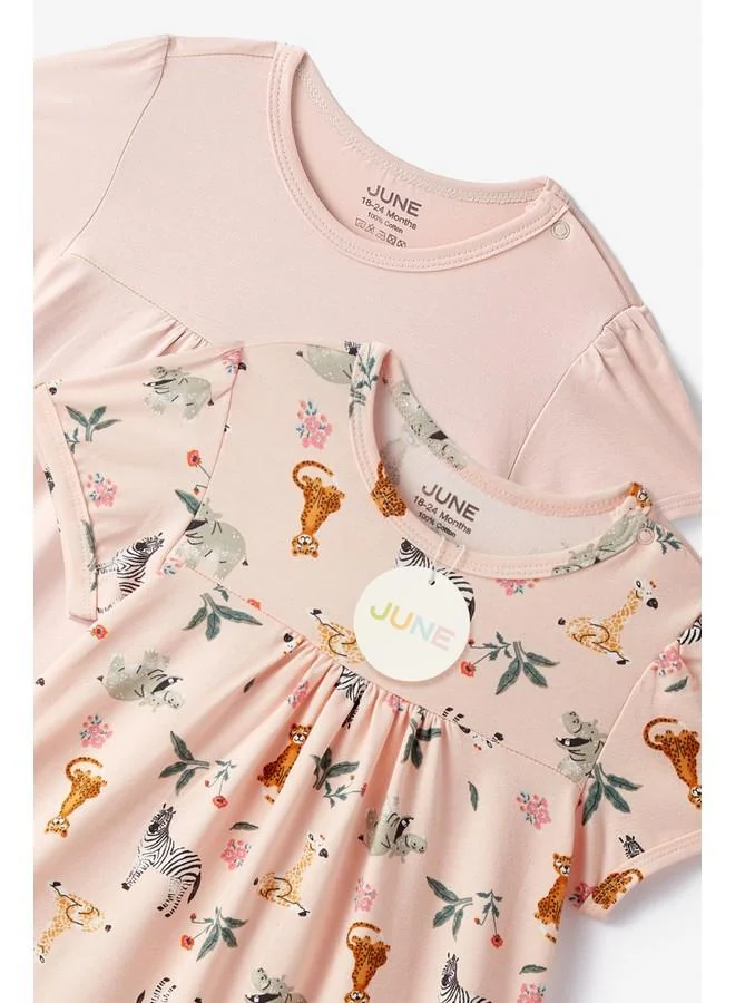 JUNE June Baby Girl 2-Pack Short Jumpsuit Peach - Multicolor
