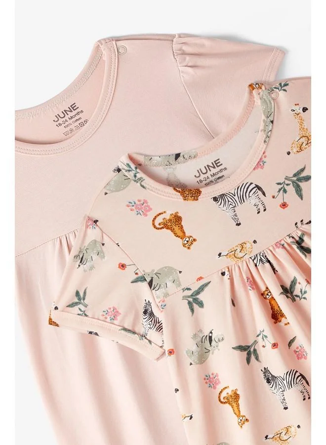 JUNE June Baby Girl 2-Pack Short Jumpsuit Peach - Multicolor