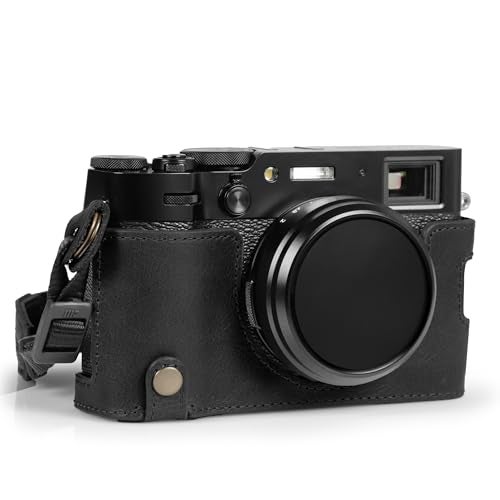MegaGear Ever Ready Genuine Leather Half Camera Case Compatible with Fujifilm X100VI Black - Image 1