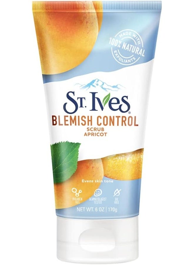 St. Ives Blemish Control Apricot Scrub | Gentle Exfoliating Face Scrub for Clear & Even Skin Tone | Oil-Free Formula, 170 g