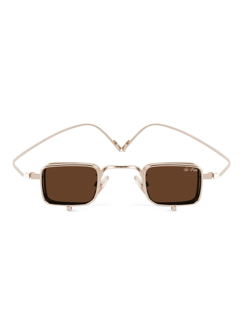 Woggles Red Pappy Optivex Brown Rectangle Sunglasses