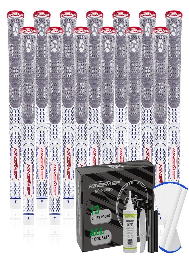 KINGRASP Premium Rubber Golf Grips 13 Pack, Anti-Slip，Super Stability,Cord Rubber, Golf Club Grips,Standard/Mid Size/Oversize, 13 Grips with All Kits - Image 1
