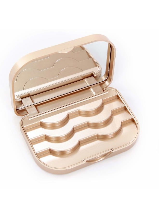 YiQiYi Cosmetic Case Empty Eyelashes Storage Case with Makeup Mirror Holder Box Fake Eyelash Packing Travel Storage Case Eyelashes Bag(Gold) - Image 3