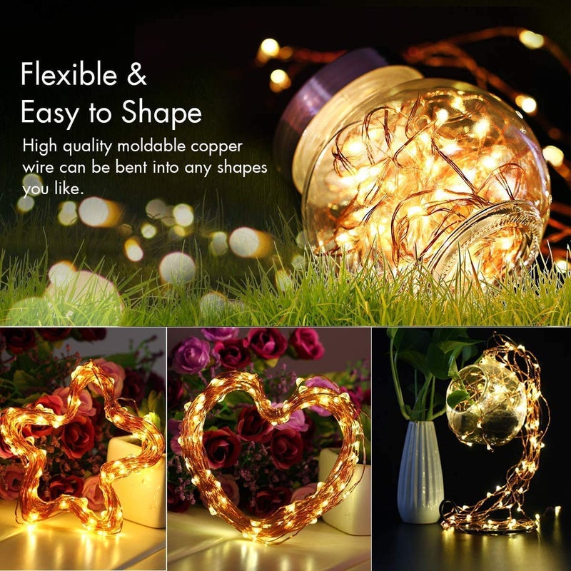 HashWOW ® Copper Fairy String Lights 5M – USB Powered Decorative LED Wire Lights for Bedroom, Party, Garden & Wedding Decor (Warm White) - Image 3
