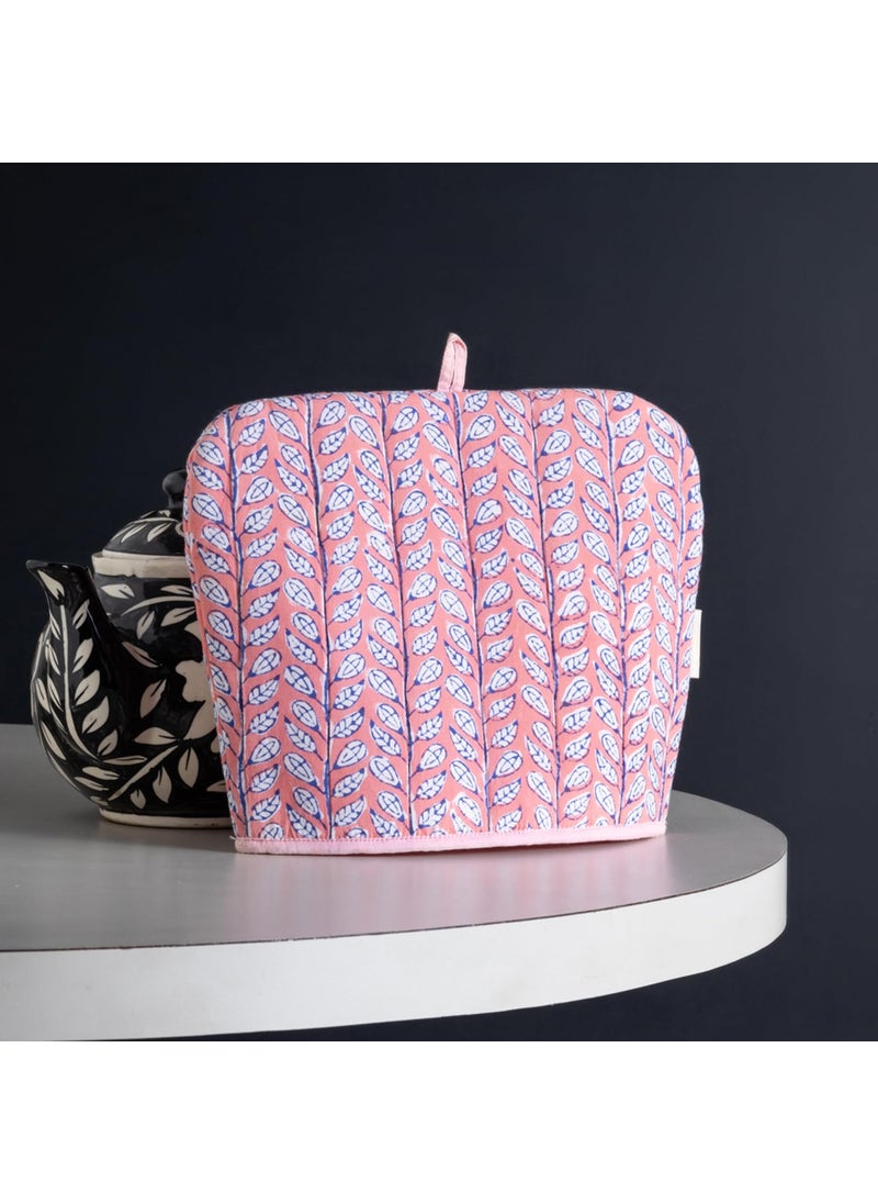 EYAAS LIVE LIFE Eyaas Hand Block Printed Cotton Quilted Tea Cozy Tea Pot Cover Kettle Warmer Kitchen Accessories Table Setting Gifts for Tea Lovers 8 x 10 inches Pink  - Image 1