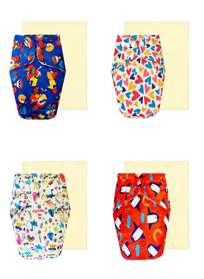 Dumbledo Elite Cloth Diaperwith Magical Soaker (Pack of 4) | Snug Fit | 6-Layer Absorbent Pad | Travel Friendly | Everyday Diapering Essential | 3 Months - 3 Years | Unisex Baby - Image 1