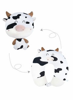 Y&D Cow Pillow, U-shaped Neck Cartoon Deformed 2-in-1 Travel Pillow Convertible Kids for Airplane Traveling Sleeping (Bull)  - Image 1