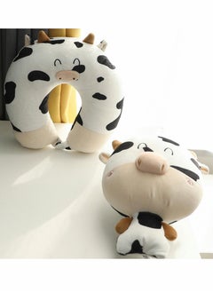 Y&D Cow Pillow, U-shaped Neck Cartoon Deformed 2-in-1 Travel Pillow Convertible Kids for Airplane Traveling Sleeping (Bull)  - Image 4