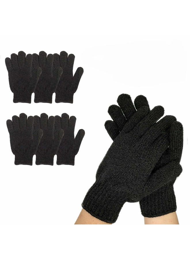 Rainmae 6Pairs Exfoliating Gloves - Premium Black Scrub Wash Mitt for Bath or Shower - Luxury Spa Exfoliation Accessories for Beauty Spa Massage, Suitable for Men and Women  - Image 1