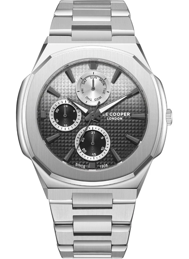 Lee Cooper Lee Cooper Men's VX7NE1 Movement Watch, Multi Function Display and Metal Strap - LC08047.350, Black