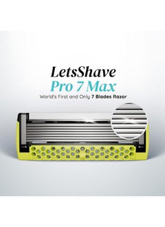 LetsShave Pro 7 Max Razor Cartridges For Men | World'S First & Only 7-Blade Shaving Razor With Precision Blades & Honey Comb Guard Bar | Argan Oil, Aloe & Vitamin E - 1 Count  - Image 2