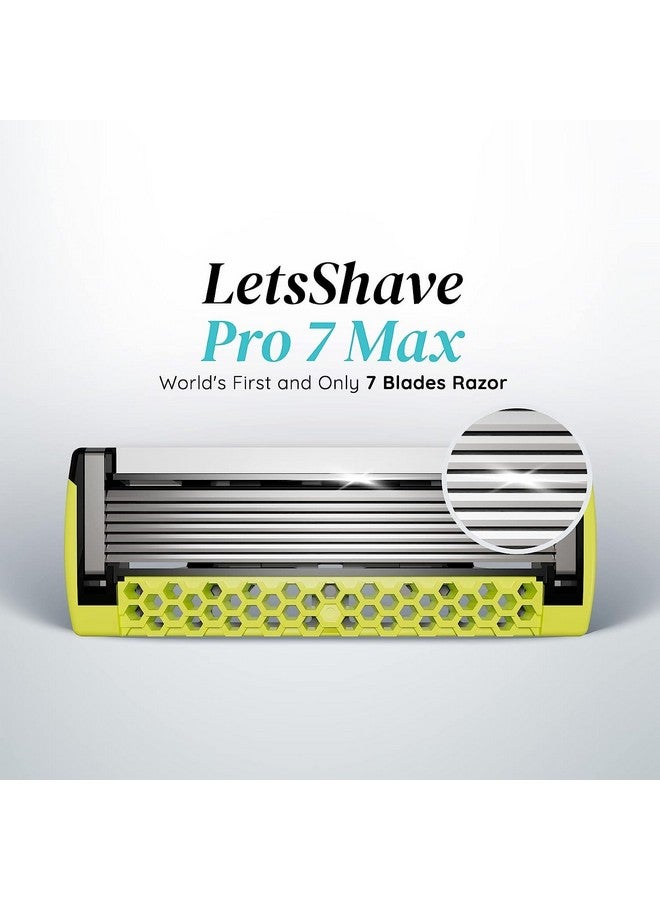 LetsShave Pro 7 Max Razor Cartridges For Men | World'S First & Only 7-Blade Shaving Razor With Precision Blades & Honey Comb Guard Bar | Argan Oil, Aloe & Vitamin E - 1 Count - Image 2