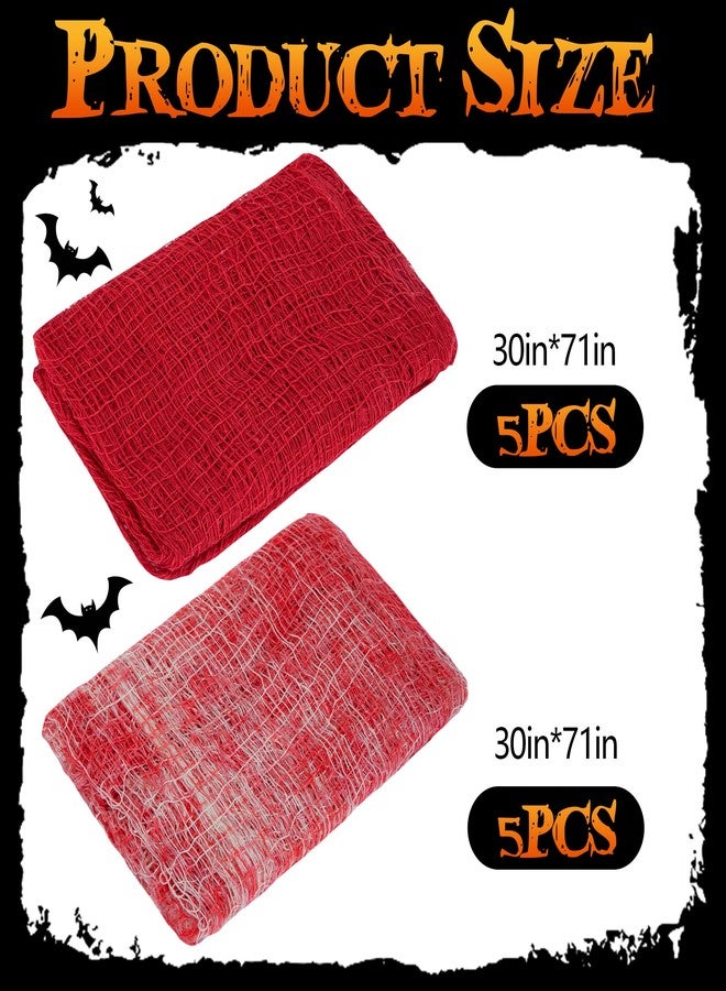 Watayo 10 Pcs Red Bloody Halloween Creepy Cloth, 71" x 30" Haunted House Scary Gauze Decoration, Spooky Fabric Cloth Hanging Halloween Decor for Evil Circus Yard Doorway Horror Themed Party Supplies - Image 2