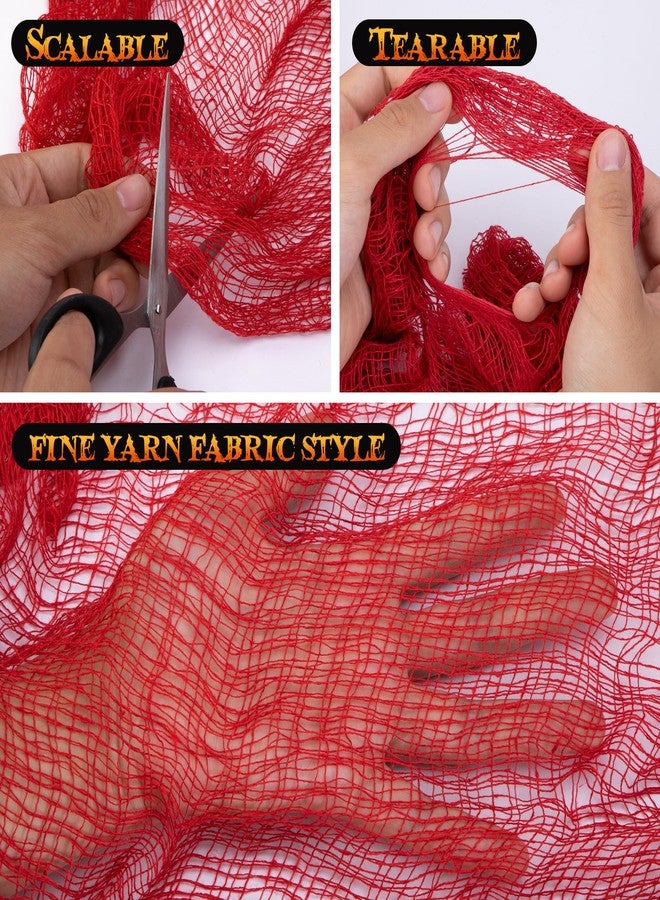 Watayo 10 Pcs Red Bloody Halloween Creepy Cloth, 71" x 30" Haunted House Scary Gauze Decoration, Spooky Fabric Cloth Hanging Halloween Decor for Evil Circus Yard Doorway Horror Themed Party Supplies - Image 3