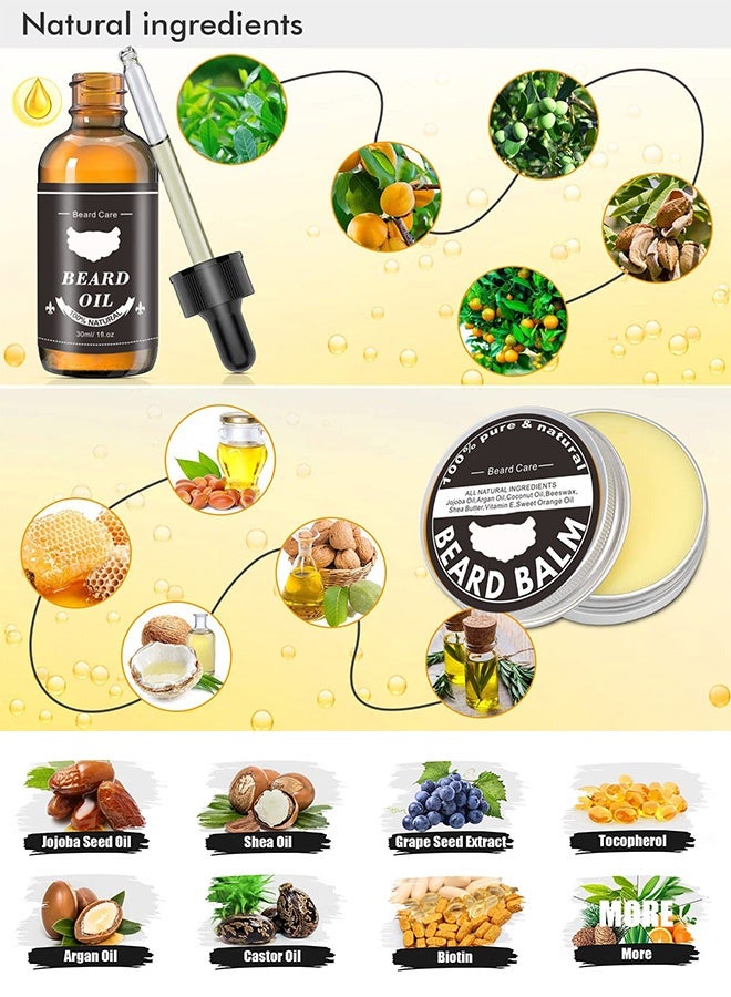 8-Piece Complete Beard Grooming Kit for Men, Beard Growth Oil, Beard Wash, Beard Balm, & Beard Tools, Natural Beard Care & Styling Gift Set for Him, Men’s SelfCare Essentials Kit - Image 5
