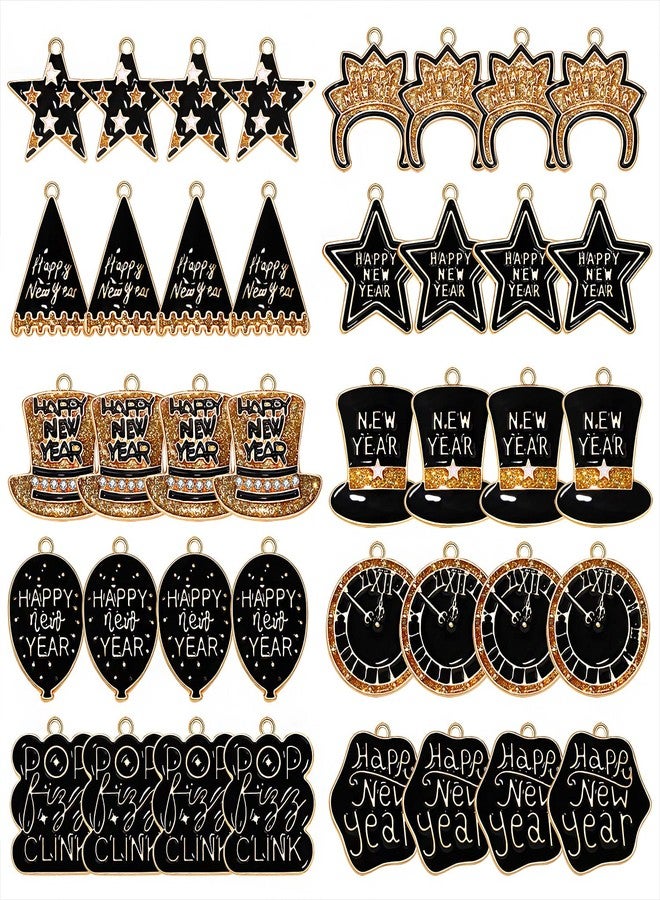 CEALXHENY 40PCS New Year Charms for Jewelry Making, Enamel Glittery Clock Hat Star 2023 Year Charms for Bracelet Necklace Earrings Making DIY Crafts New Years Eve Gifts (40PCS A) - Image 5
