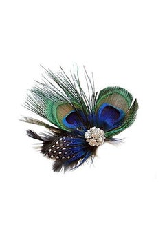 Fodattm Women Bohemian Peacock Feather Hair Clip Hair Pin Elegant Fascinator Wedding Dance Party Headdress Headwear Hair Accessory Sequined Showgirl Headpiece (Style 3)  - Image 1