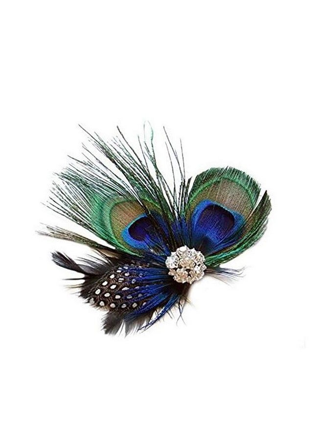 Fodattm Women Bohemian Peacock Feather Hair Clip Hair Pin Elegant Fascinator Wedding Dance Party Headdress Headwear Hair Accessory Sequined Showgirl Headpiece (Style 3) - Image 1