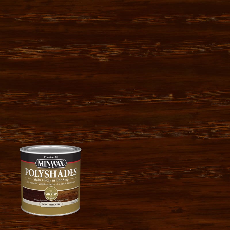 Minwax PolyShades Wood Stain + Polyurethane Finish – ½ Pint, Mission Oak, Satin - Image 2