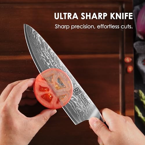 KEEMAKE Damascus Kitchen Knife Set, 3 PCS Japanese Knife Sets with Full Tang Ergonomic Handle, 67 Layers Damascus Chef Knives, Gift Box for Men Husband - Image 4