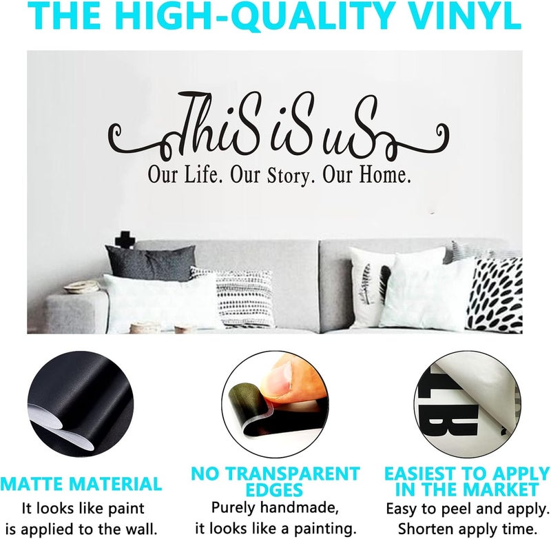 AnFigure Inspirational Quotes Family Wall Stickers Home Vinyl Art Wall Decals for Kitchen Living Room  This is Us Our Story Our Life Our Home 25 X 7 - Image 2